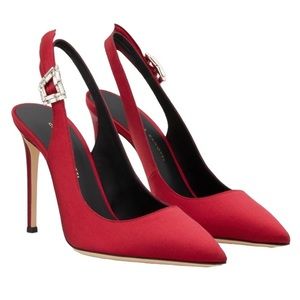 Giuseppe Zanotti Samia Red Satin slingback heels - OFFERS ACCEPTED!